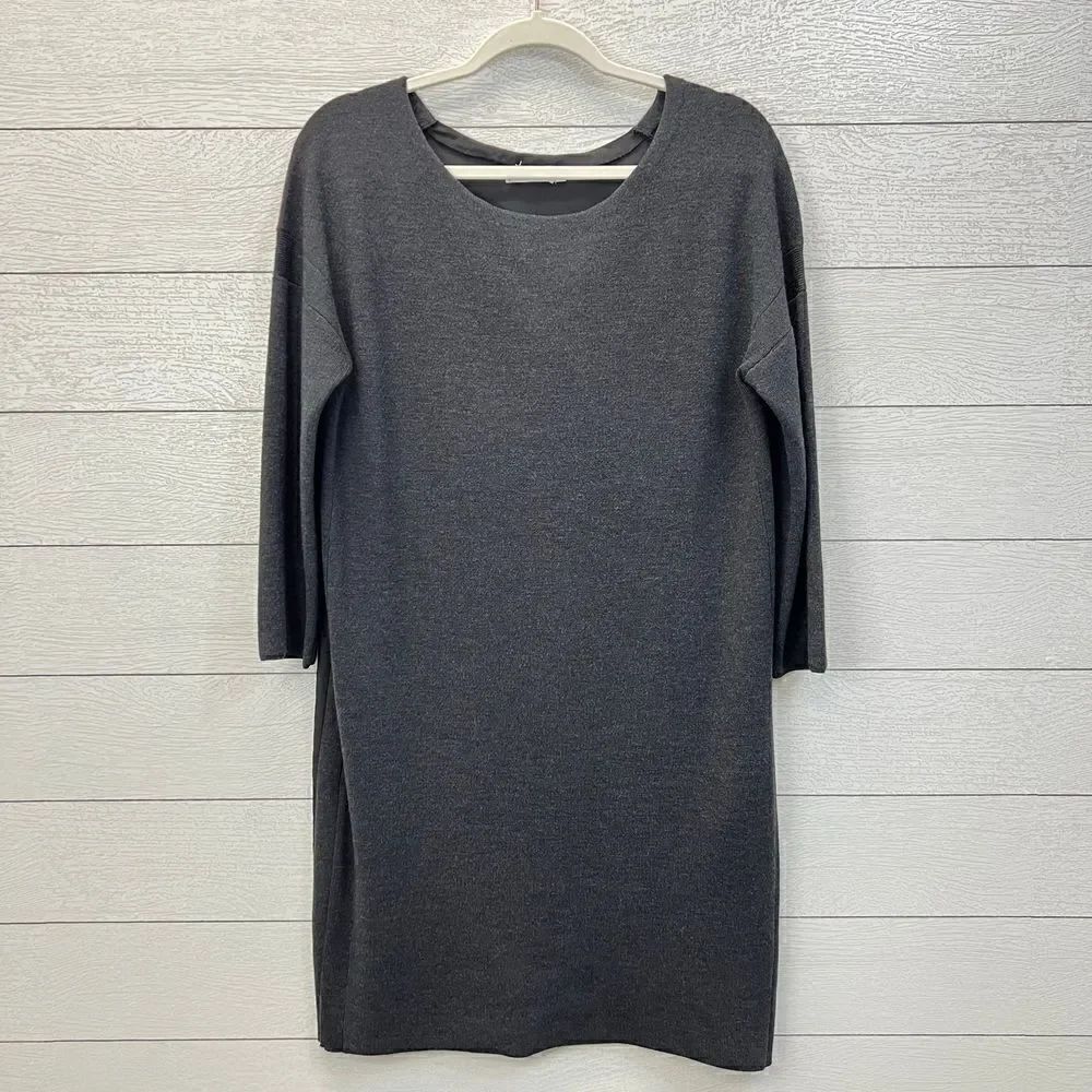 Vince Wool Charcoal Grey Mixed Media Sweater Dress Size M